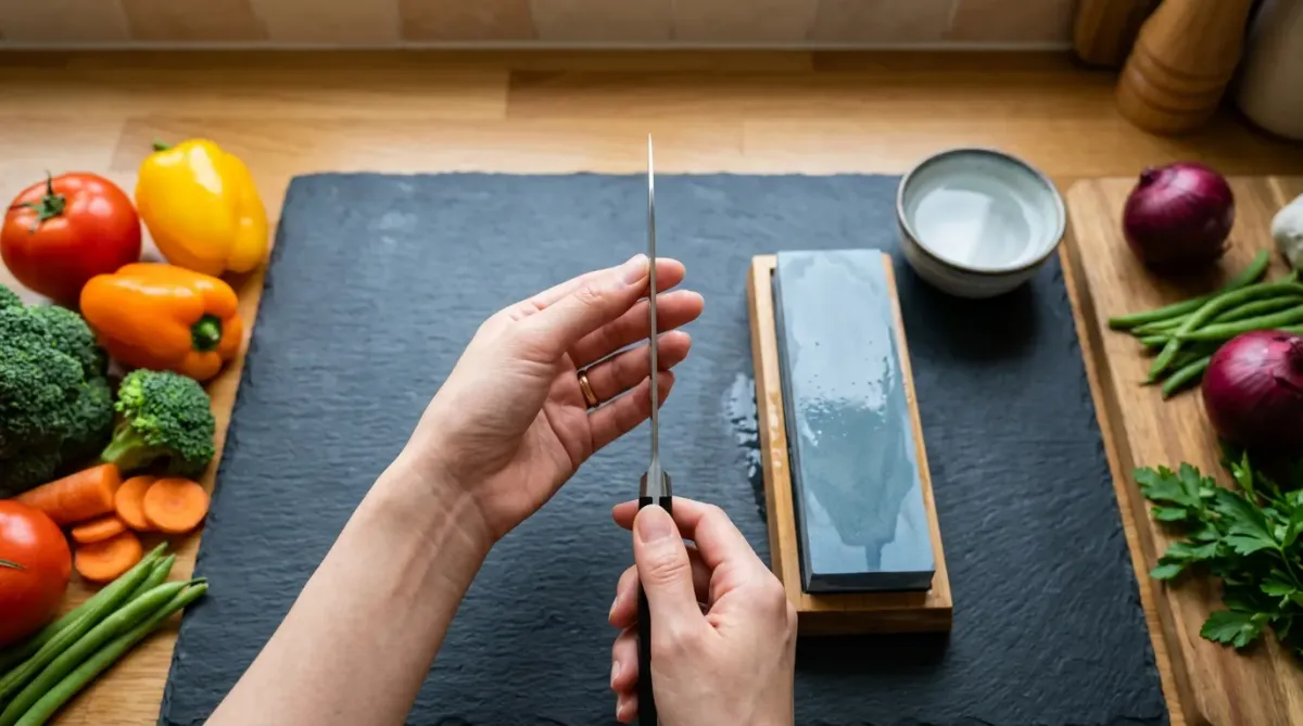 家庭で多い両刃包丁の研ぎ方