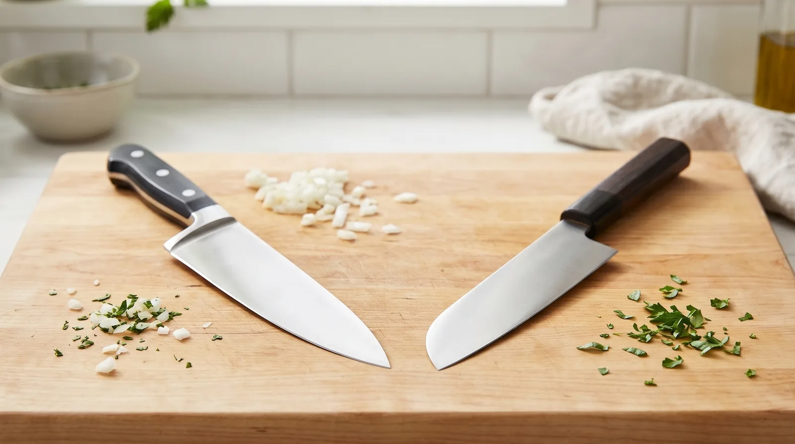 シェフナイフと三徳包丁の違いを徹底解説する記事のアイキャッチ