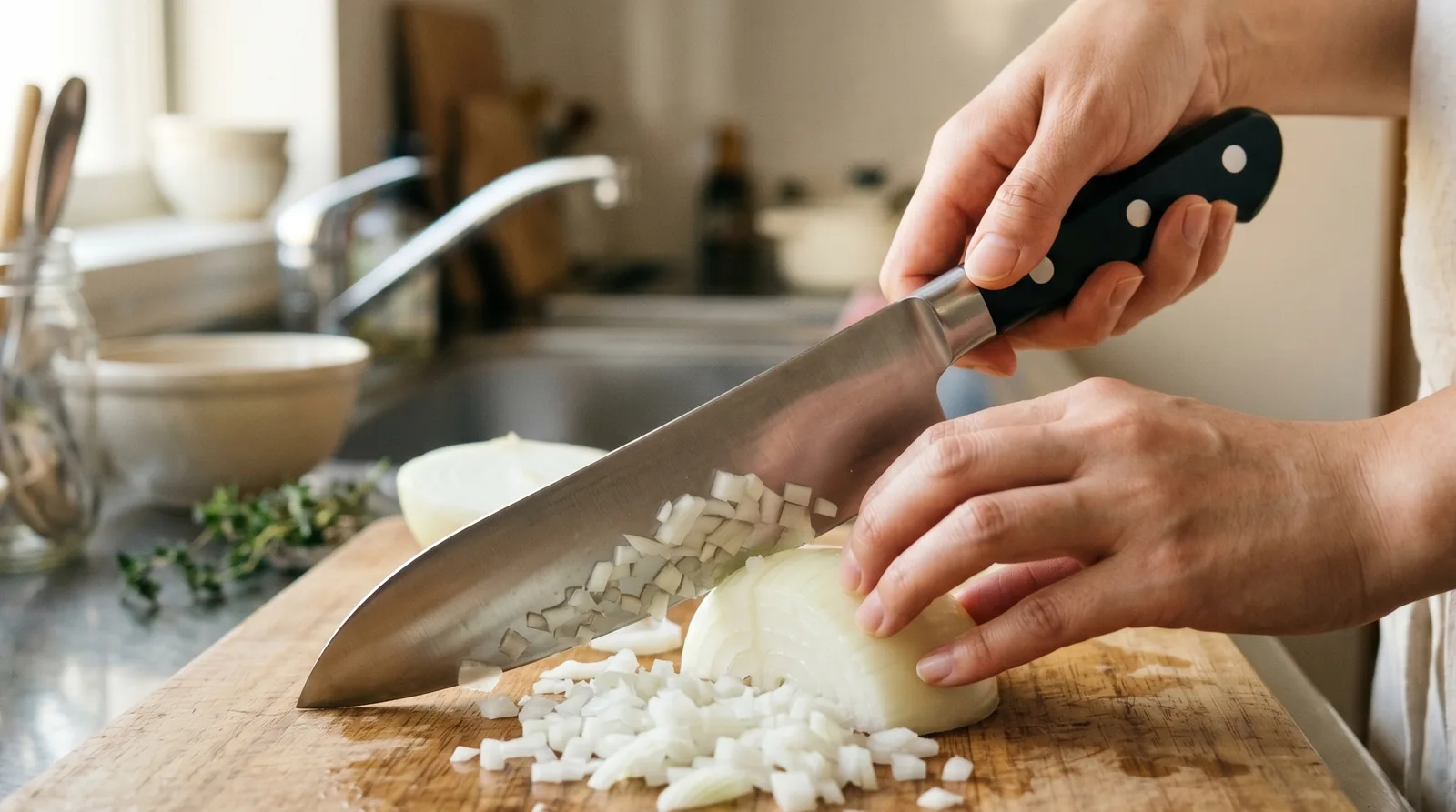 シェフナイフの使い方とロッキングモーションの解説