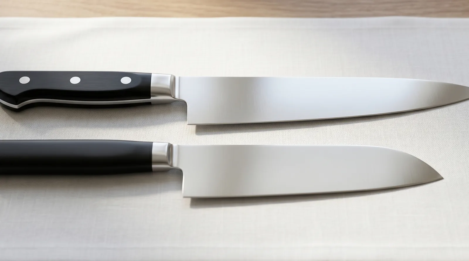 牛刀と三徳包丁の刃の形と重心の違いを解説