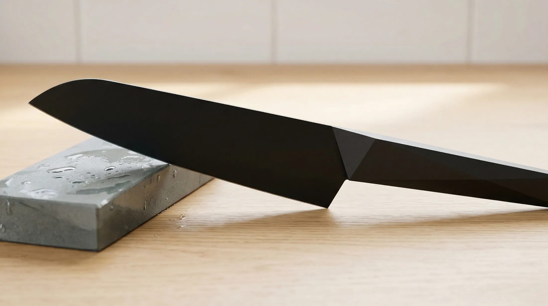 エバーカット包丁と砥石を並べた比較