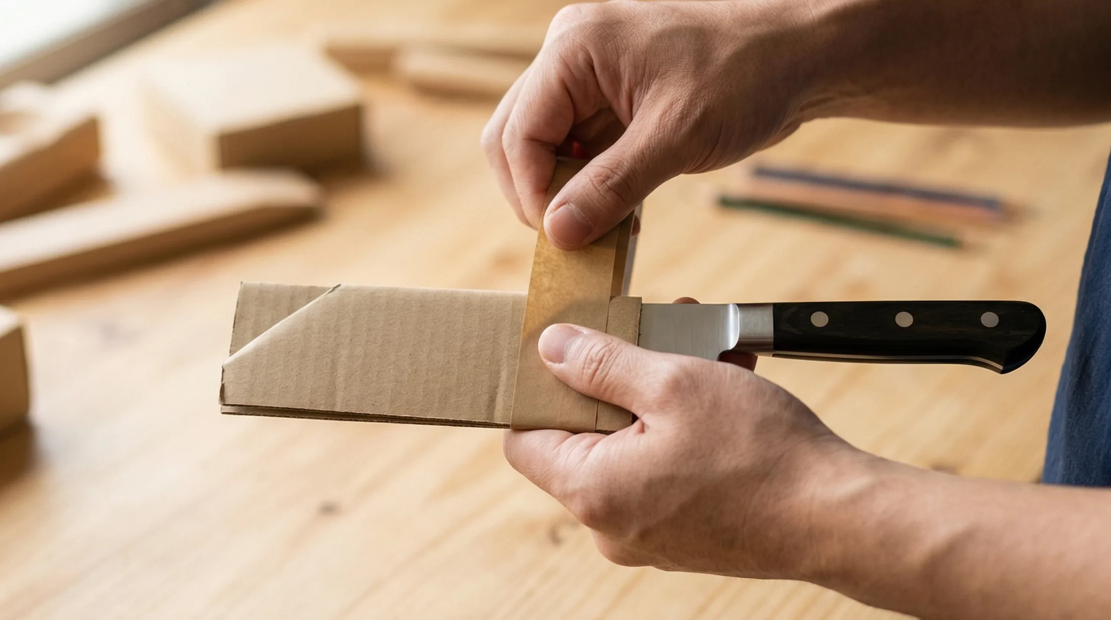 厚紙とガムテープで作る即席包丁カバー