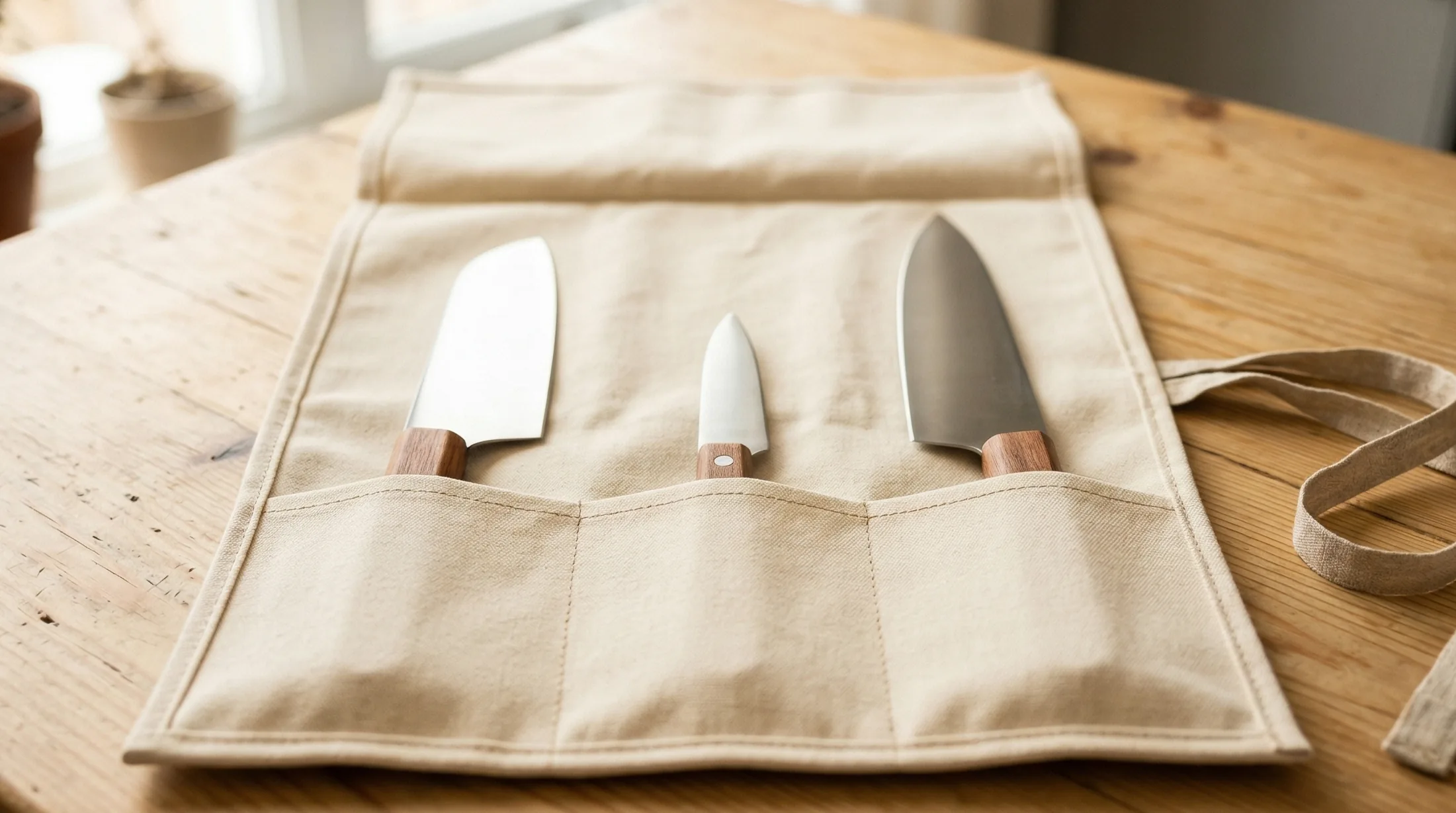 帆布で作る本格包丁ロールケース