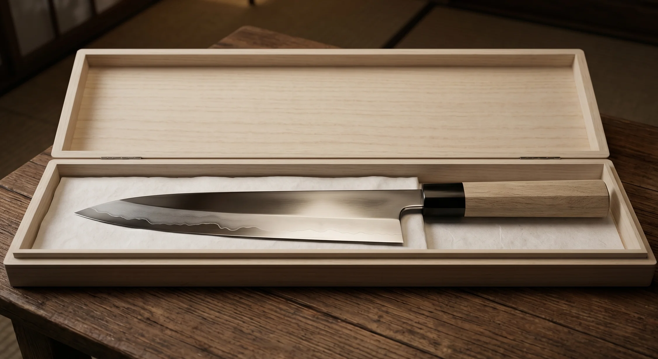 10万円超の本焼包丁と職人による刃付けの様子