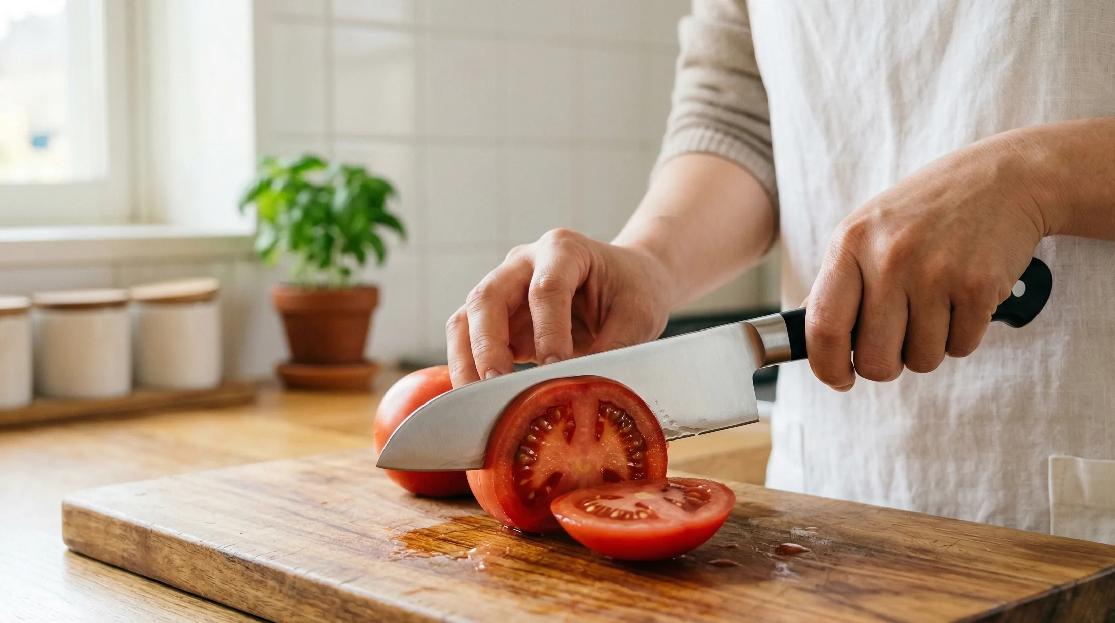ジョイフル本田で研いでもらった後のよく切れる三徳包丁