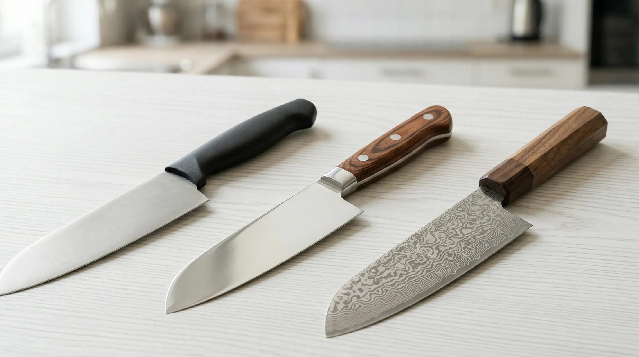 価格帯の異なる3本の三徳包丁の比較