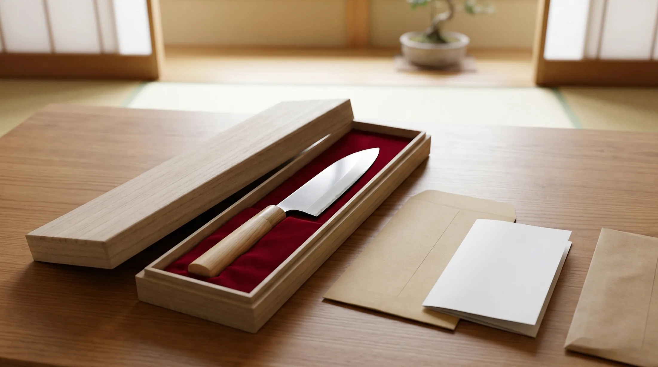 桐箱に納められたKISEKI:包丁とふるさと納税返礼品のイメージ