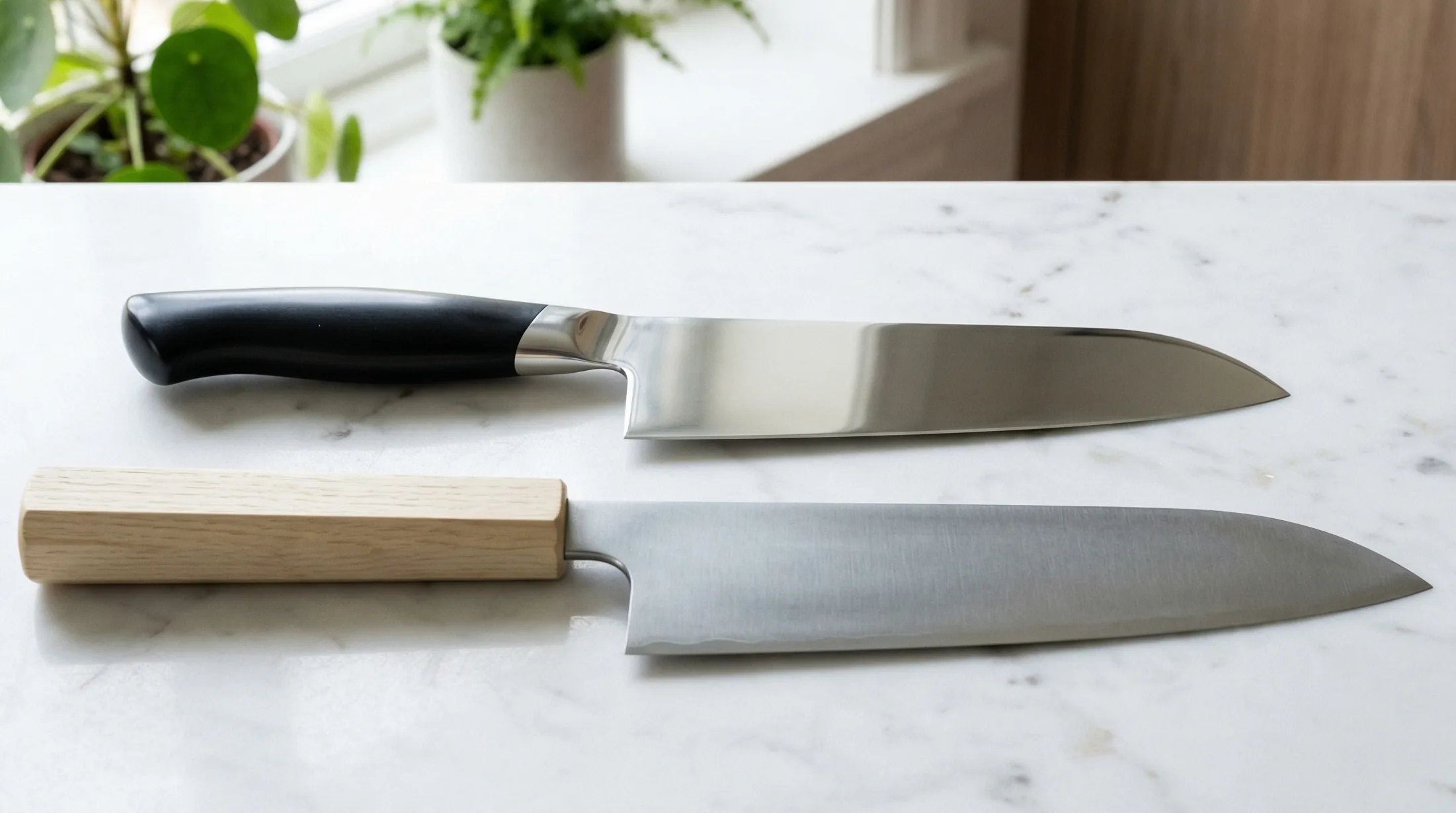 エバーカット包丁とKISEKI:包丁を並べた比較イメージ