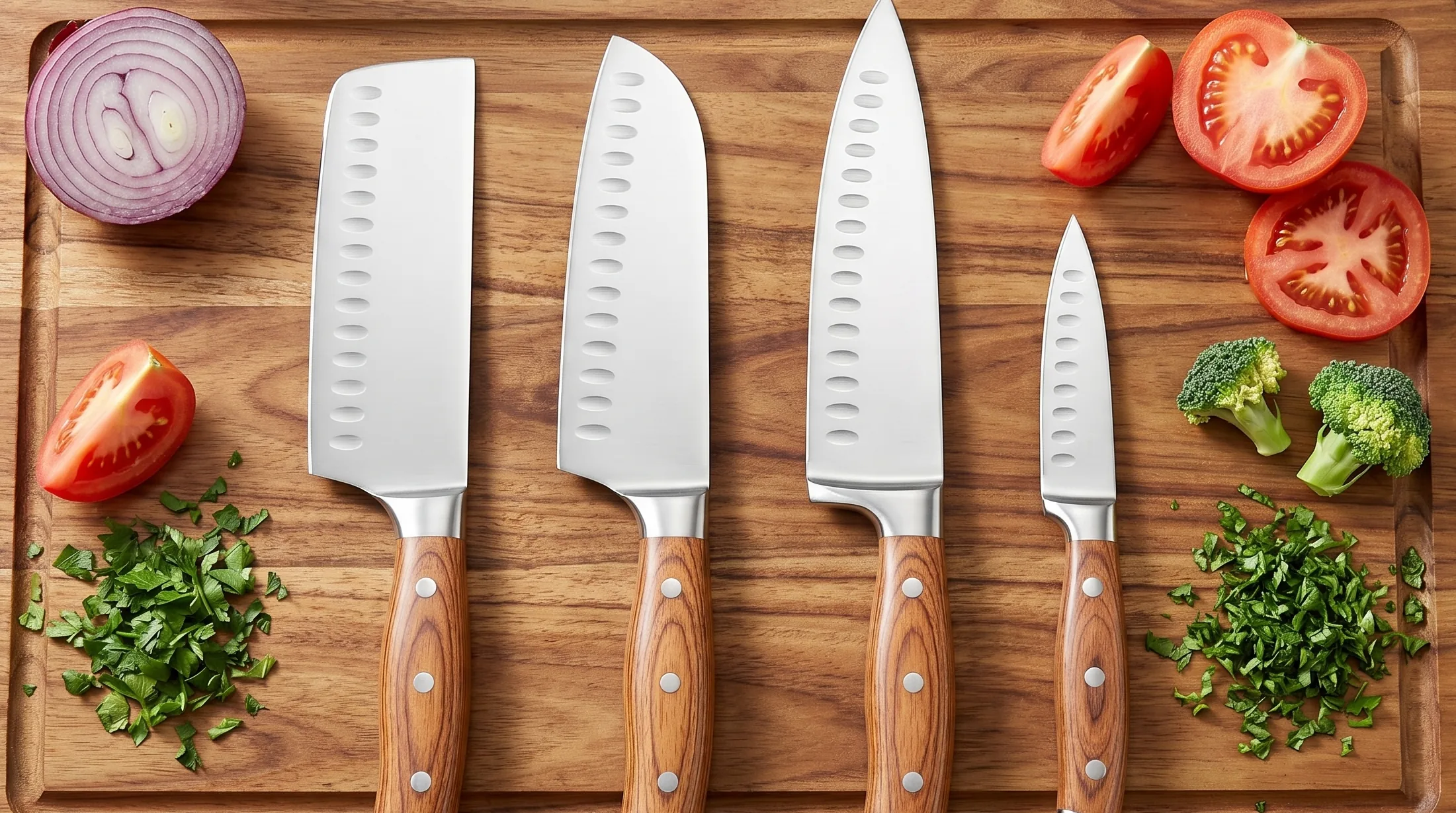 PAUDIN包丁の公式スペックを示す5本セットのイメージ