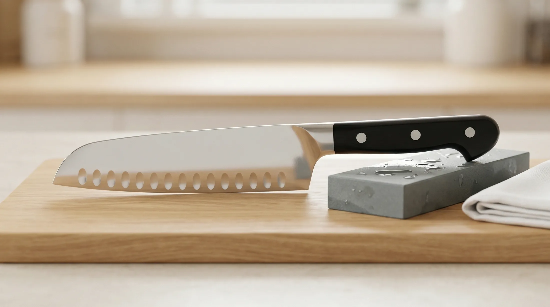 ツヴィリング包丁と砥石と布巾