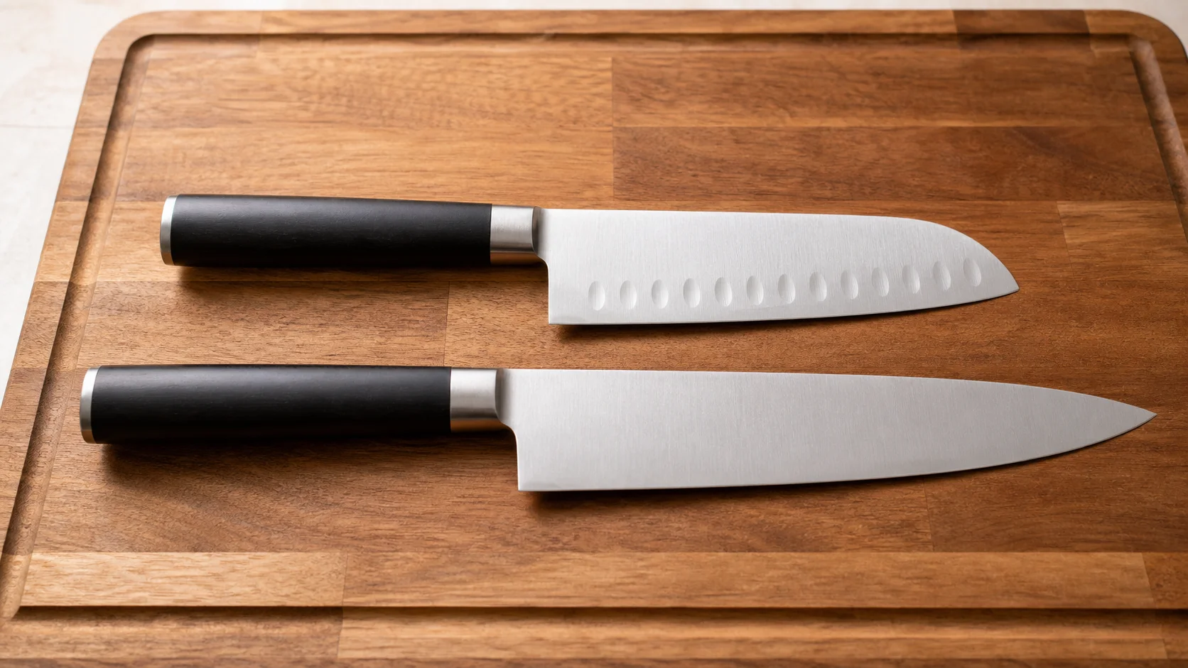 三徳と牛刀の刃渡り比較